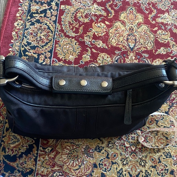 TOD’s Mickey Medium Black Nylon Shoulder Bag Genuine Leather Trim Made In Italy - Picture 10 of 11